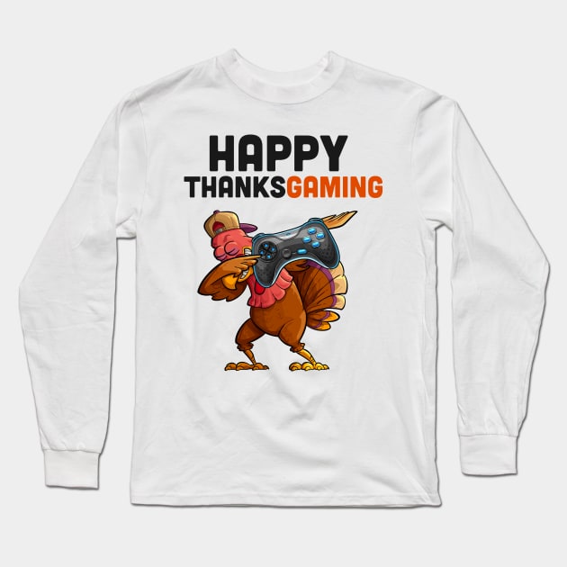 Happy Thanksgiving Video Game Dabbing Turkey Gamer Long Sleeve T-Shirt by skylervario